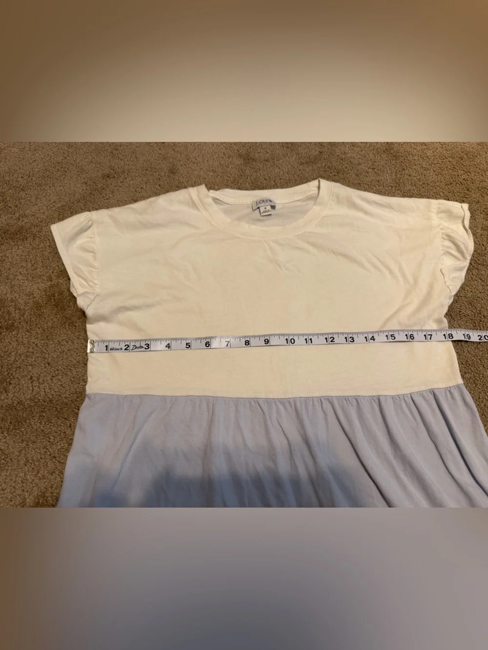 J. Crew White and Blue Colorblock Tiered Mini Dress